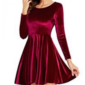 Red-Crush Velvet Skater Dress 🌼